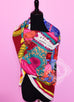 Hermes "Cavalleria d'Etriers" Pink Green Cashmere 140 GM Shawl Scarf