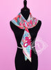 Hermes Aqua Pink Twill Silk 90 cm Parures De Samourais Scarf