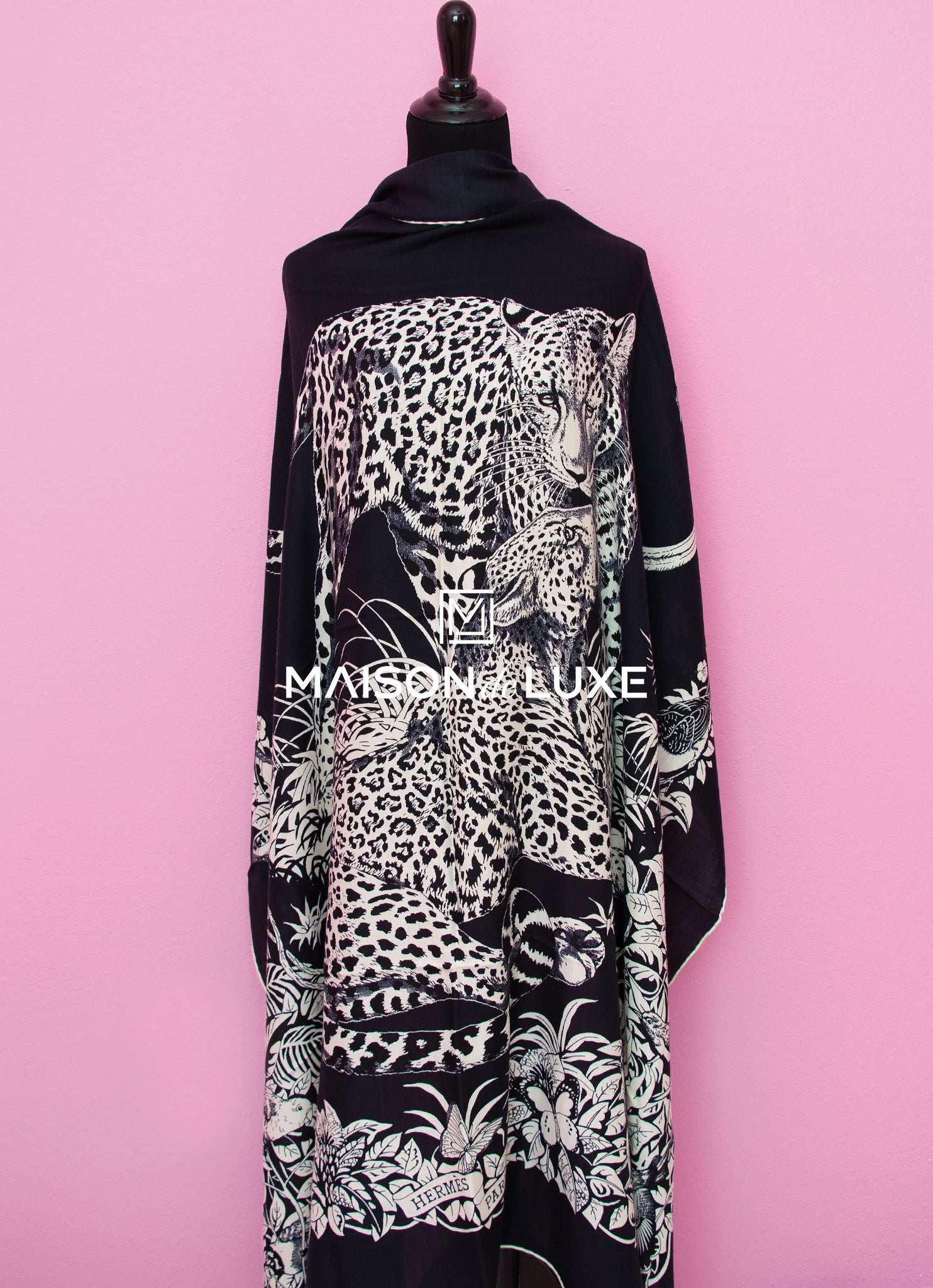 Hermes Cashmere 140 GM Jungle Love Tattoo Shawl Scarf Poncho Stole