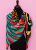 Hermes "Jaguar Quetzal" Multicolor Cashmere 140 GM Shawl Scarf