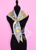 Hermes Yellow Grey Twill Silk 90 cm Parures De Samourais Scarf