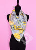 Hermes Yellow Grey Twill Silk 90 cm Parures De Samourais Scarf