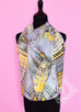 Hermes Yellow Grey Twill Silk 90 cm Parures De Samourais Scarf