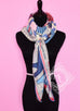 Hermes "Sangles en Zigzag" Red Blue Cashmere 140 GM Shawl Scarf