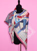 Hermes "Sangles en Zigzag" Red Blue Cashmere 140 GM Shawl Scarf