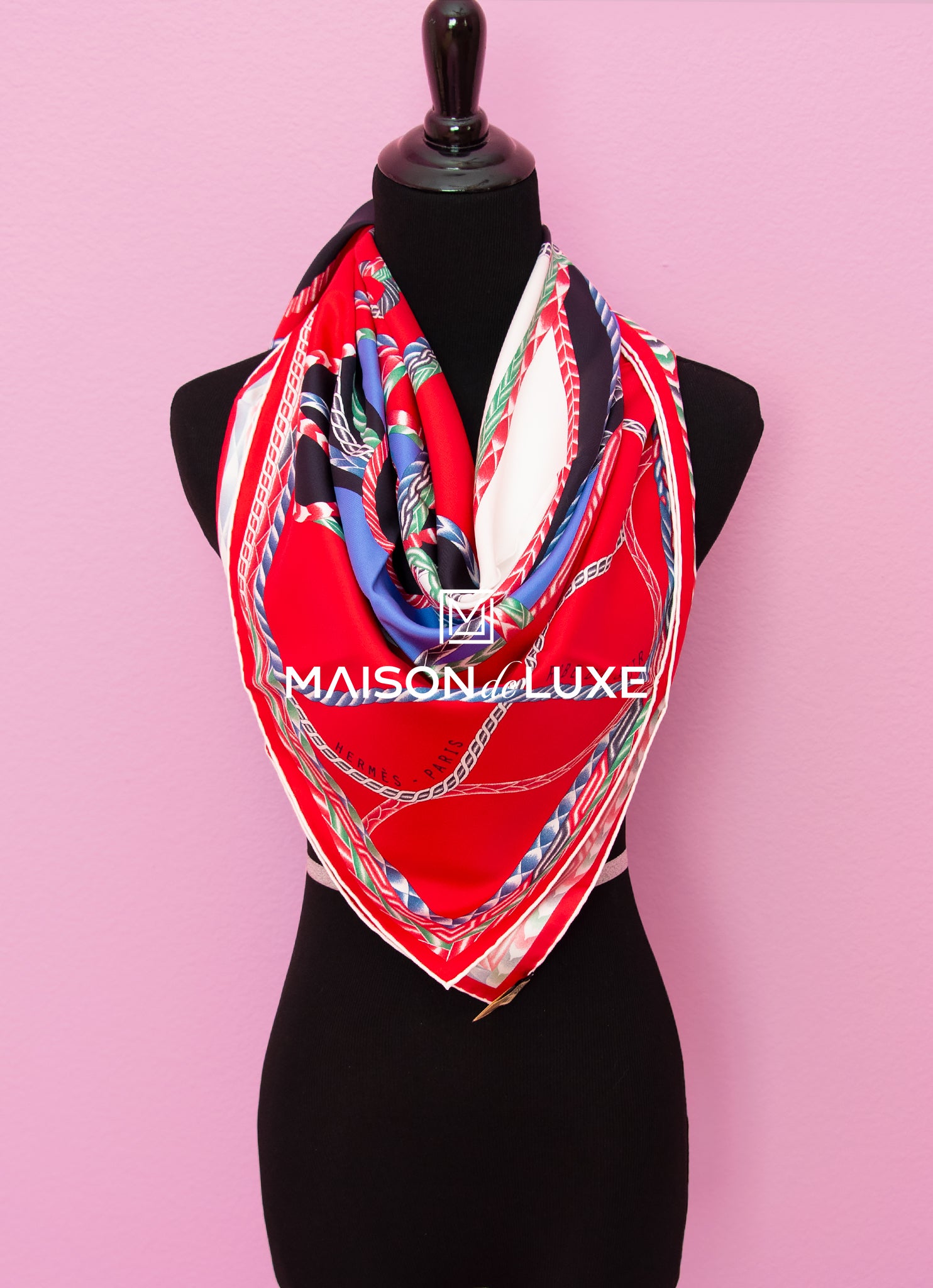 Hermes Robe du Soir Rouge Twill Silk 90 cm 36 Scarf Shawl Stole Wrap MAISON de LUXE