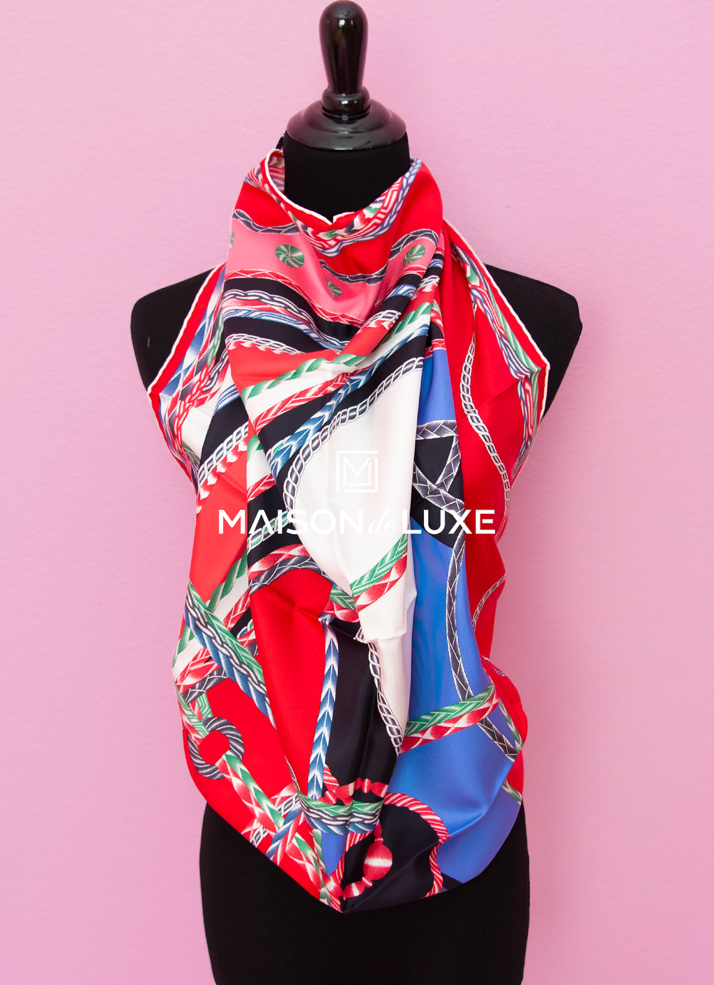 Hermes "Robe du Soir" Rouge Twill Silk 90 cm Scarf