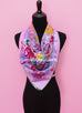 Hermes "Cache-cache Fleuri" Mauve Twill Silk 90 cm Scarf