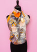 Hermes "Selle de Dignitaire" Orange Twill Silk 90 cm Scarf