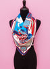 Hermes "Zouaves et Dragons" Blue Twill Silk 90 cm Scarf