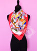 Hermes White Red Twill Silk 90 cm On a Summer Day Scarf