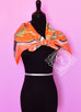 Hermes Orange Gray Twill Silk 90 cm Paperoles Scarf