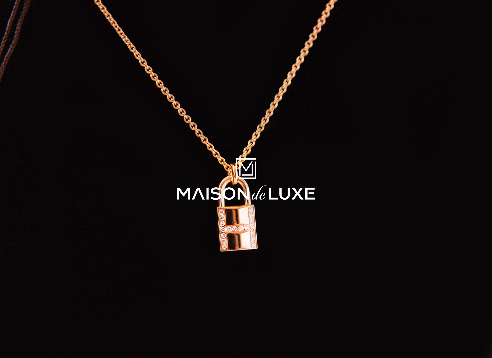 Gold Lock Necklace With Diamond Initial Letter - OurCoordinates