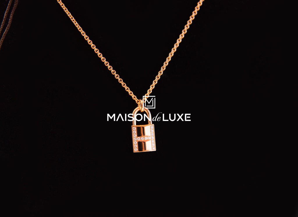 Hermes Rose Gold Amulettes Cadenas Pendant Necklace