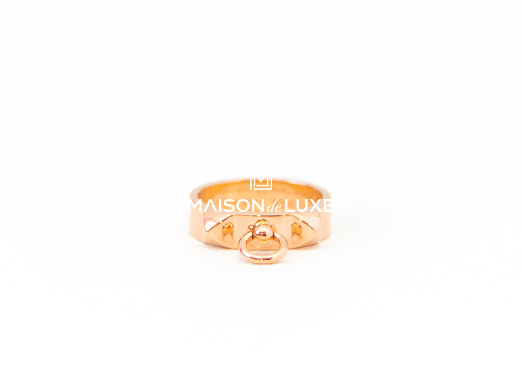 Hermes Rose Gold Collier de chien Ring 52