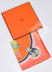 Hermes Orange Gray Twill Silk 90 cm Paperoles Scarf