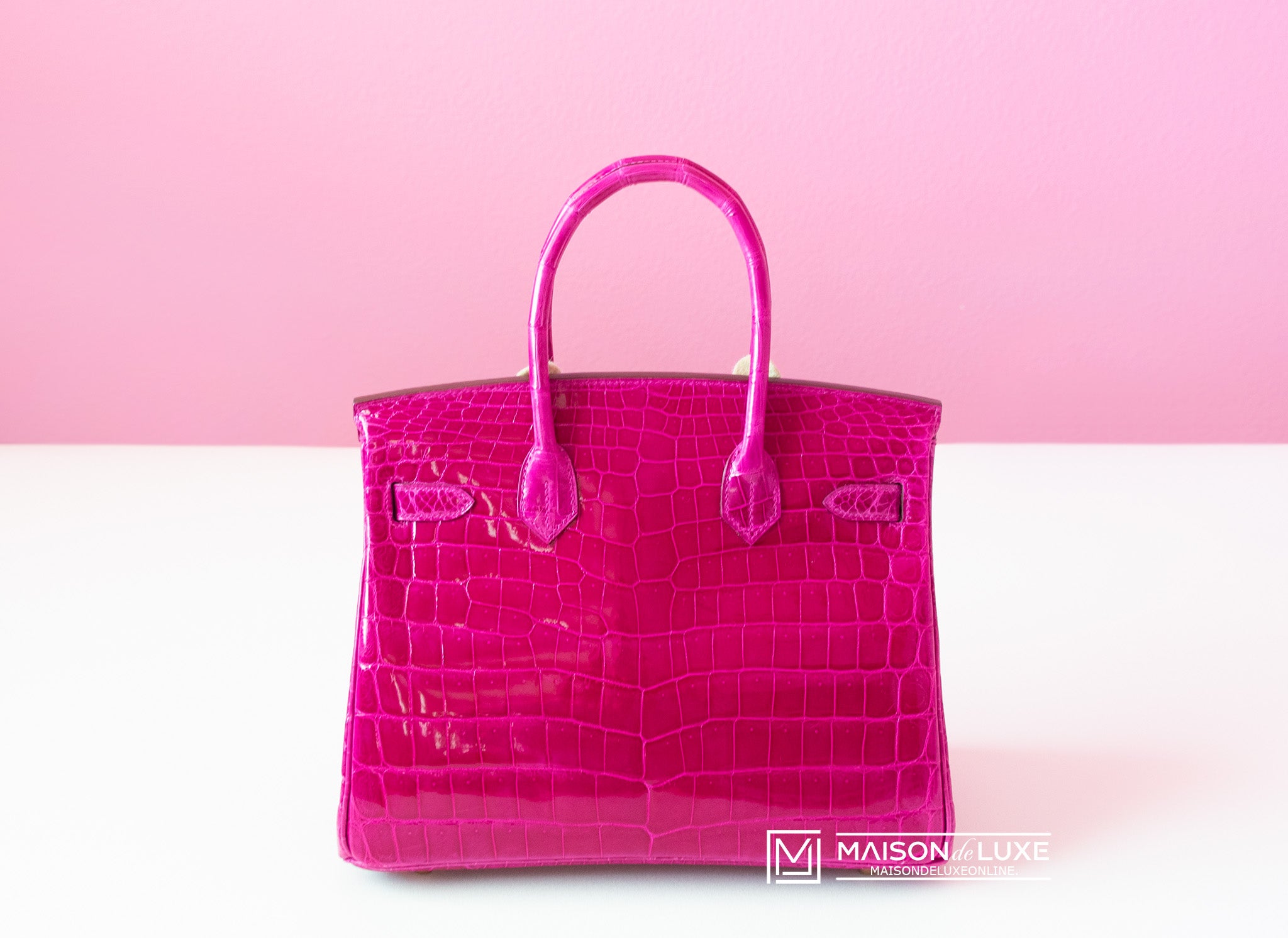 HERMES ROSE SCHEHERAZADE PINK CROCODILE BIRKIN 30 KELLY – MAISON