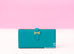 Hermes Blue Paon Green Chèvre Bearn Long Wallet Clutch