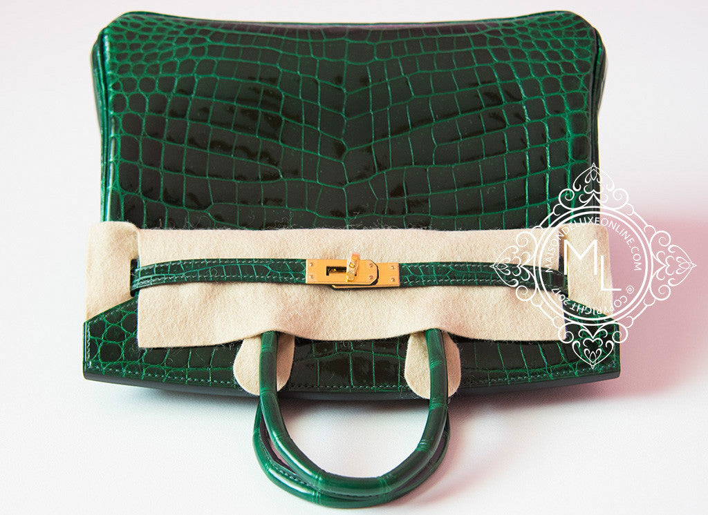 Hermes Birkin 25 Sellier Emerald Toned Vert Fonce Porosus Crocodile Bag  Gold Hardware in 2023
