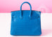 Hermes Mykonos Blue Crocodile Gold Birkin 25 Handbag