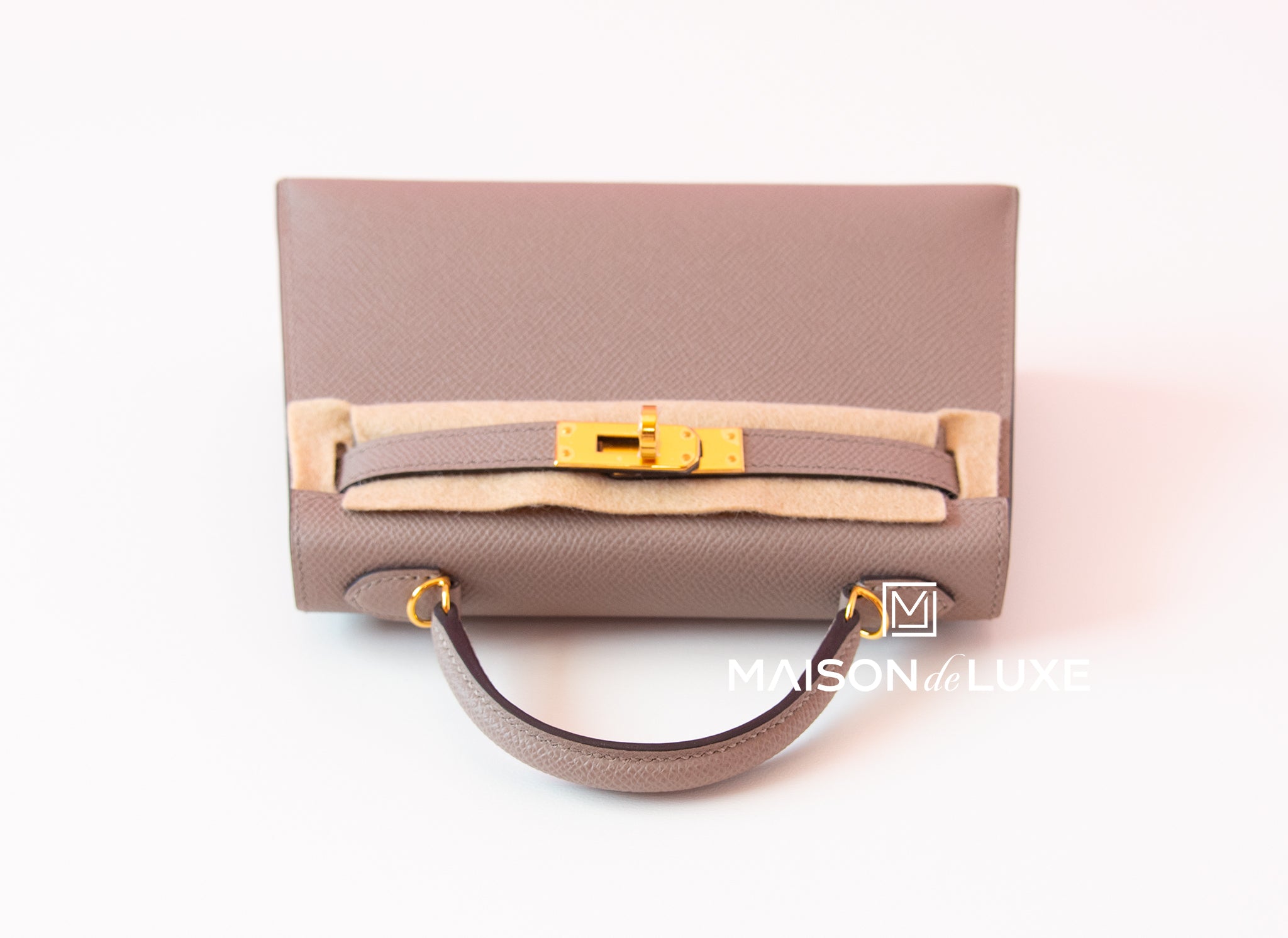 Hermes Mini Kelly Pochette Gris Asphalte Epsom Gold Hardware