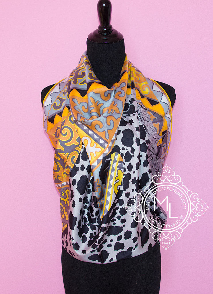 framed silk scarf by Hermes with Leopard print