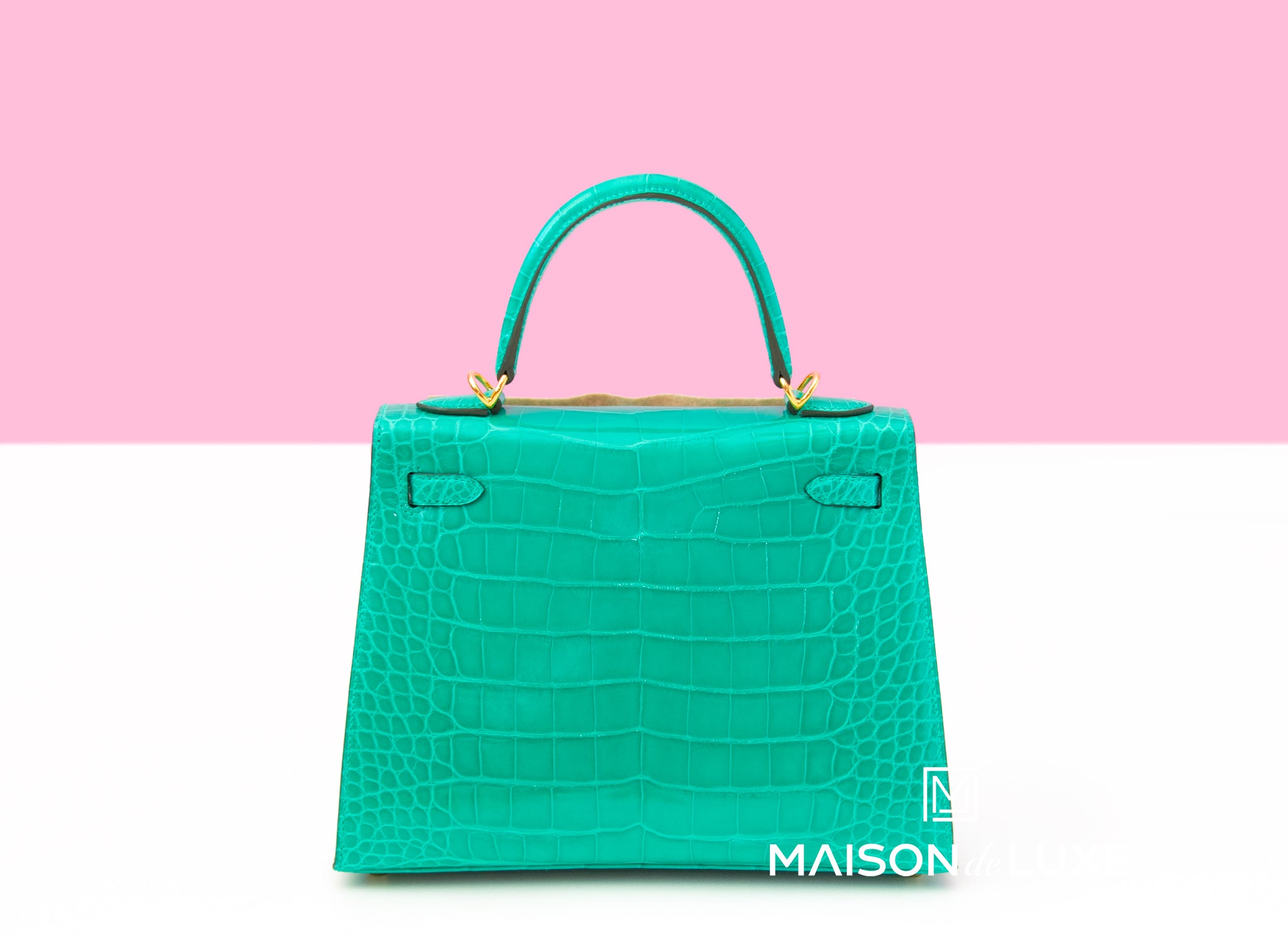 Hermes Kelly Sellier 25 Vert Jade Shiny Crocodile Alligator Handbag -  MAISON de LUXE