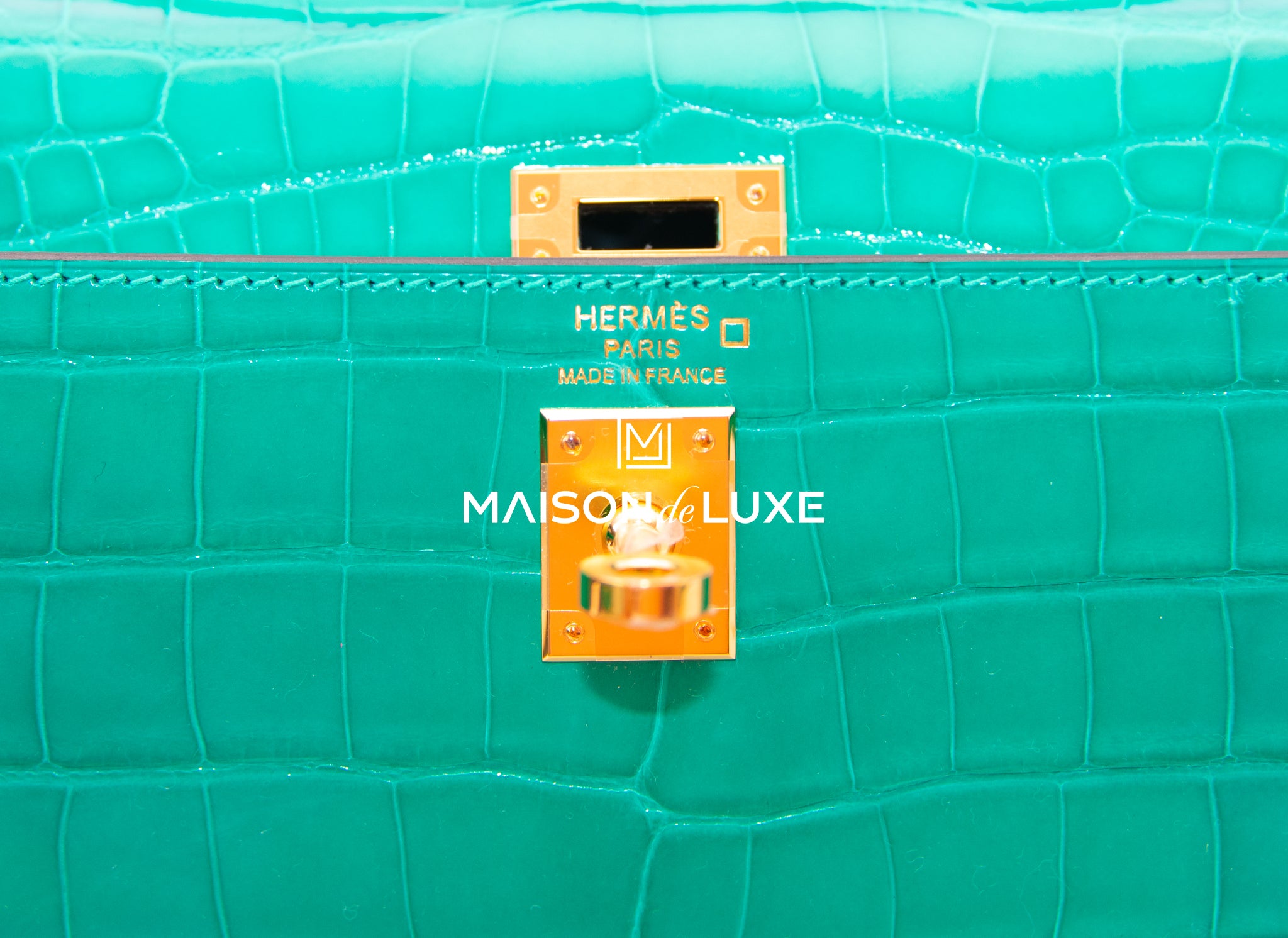 Hermes Kelly Sellier 20 Vert Jade Shiny Alligator Gold Hardware – Madison  Avenue Couture