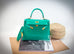 Hermes Kelly Sellier 25 Vert Jade Shiny Crocodile Alligator Handbag