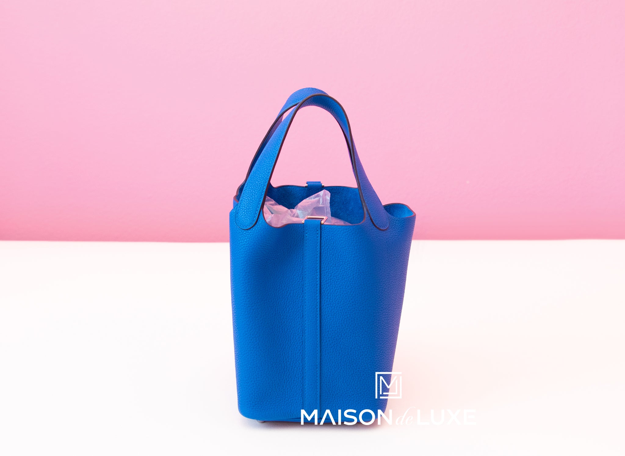 Hermès Picotin Lock Bleu Zellige Clemence 18 Gold Hardware, 2023 (Like New), Blue Womens Handbag