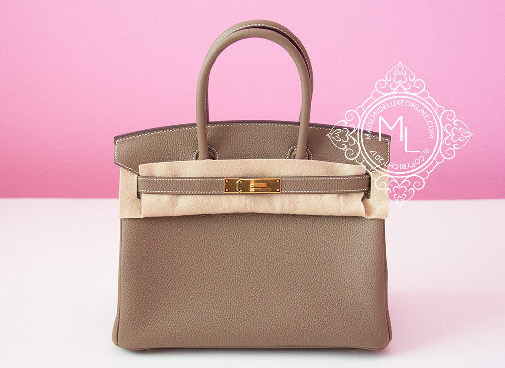 Hermes Birkin 25 Etoupe Bag Gold Hardware Togo Leather