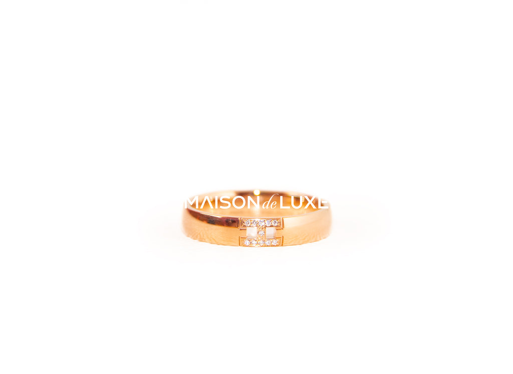 Hermes Rose Gold Diamond Ever Herakles Ring 51