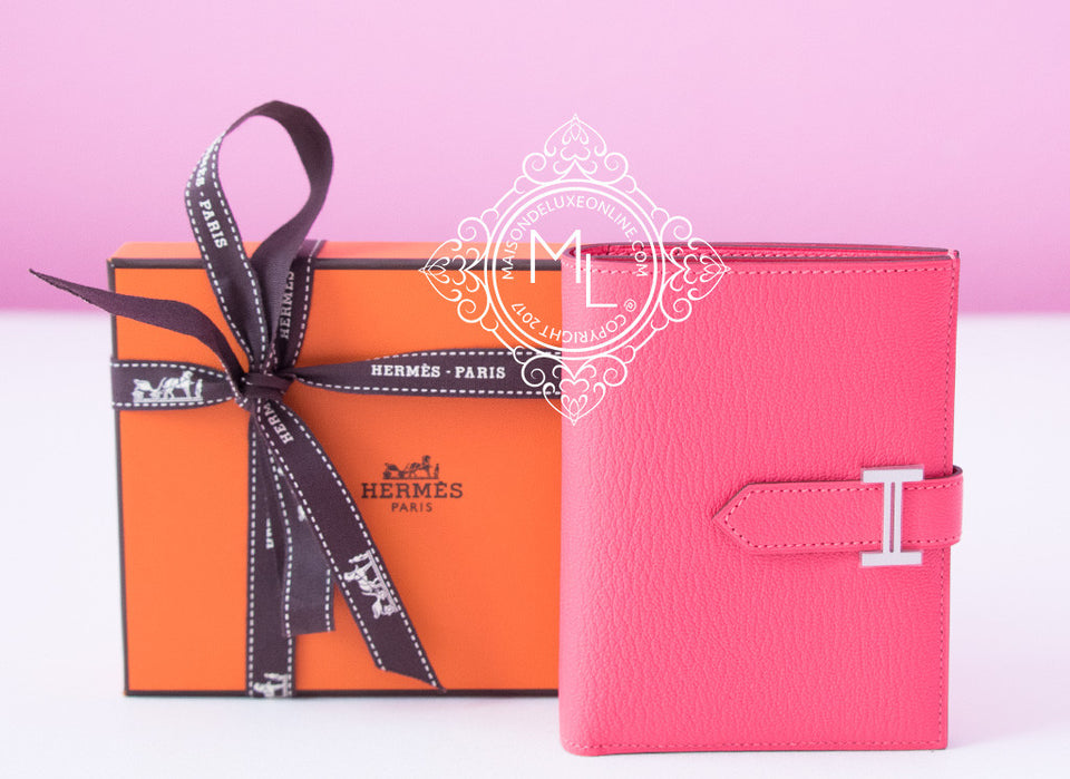 Hermes Rose Lipstick Pink Compact Bearn Wallet Clutch