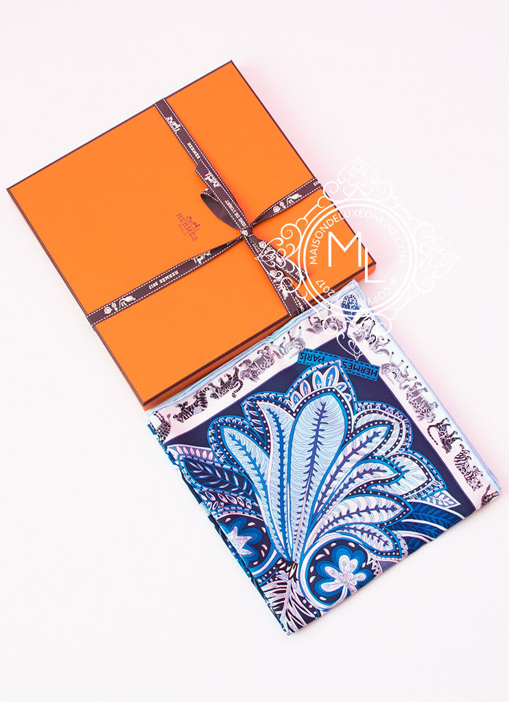 Hermes Marine Twill Silk 90 cm Le Jardin de la Maharani