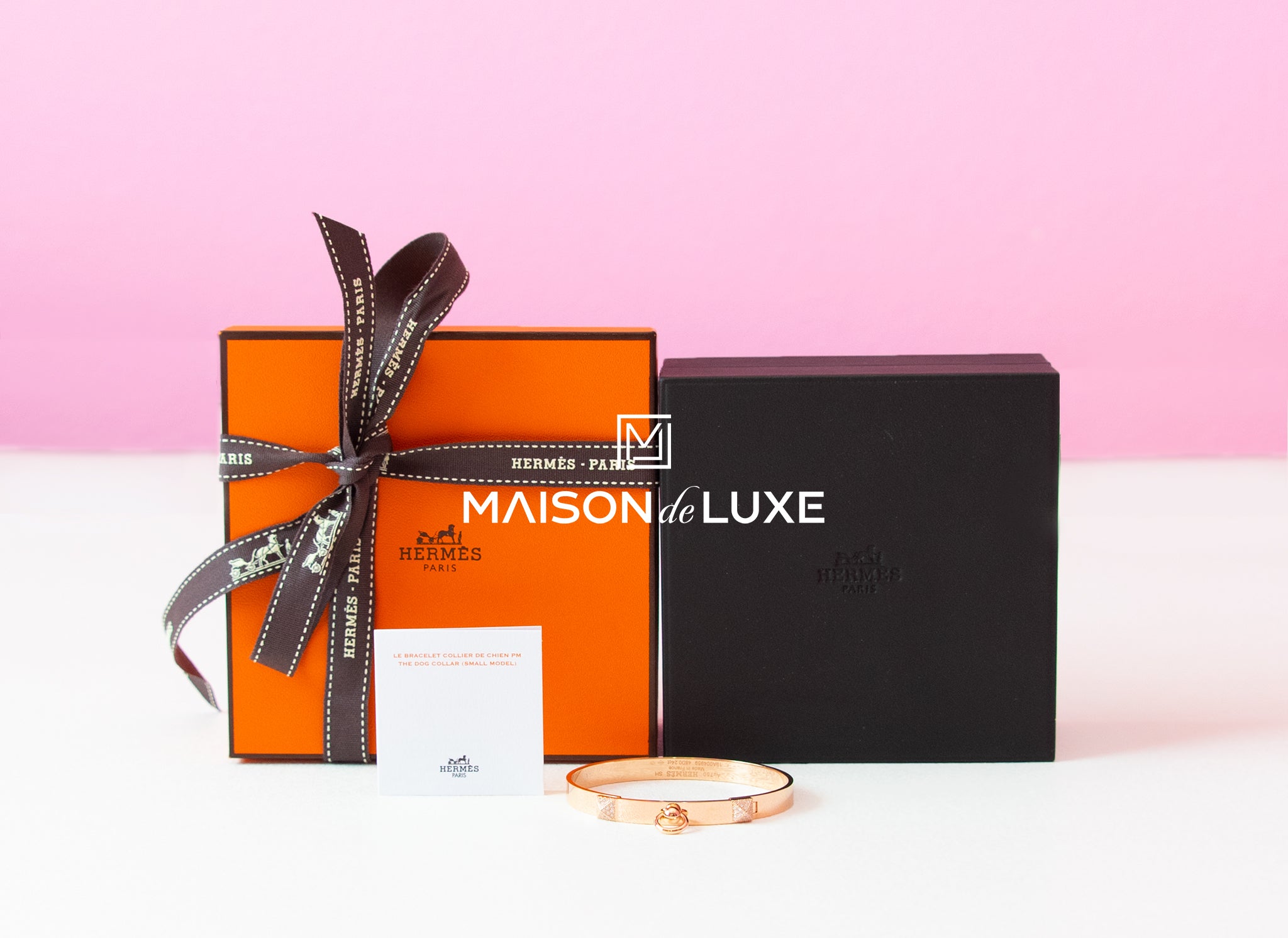 Hermes 18K Rose Gold Collier de Chien CDC Bangle ST Bracelet Cuff – MAISON  de LUXE