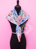 Hermes White Pink Twill Silk 90 cm Fleurs de Giverny Scarf