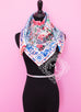 Hermes White Pink Twill Silk 90 cm Fleurs de Giverny Scarf