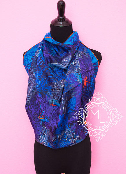 Hermes Purple Twill Silk 90 cm Jardin à Sintra Scarf Shawl Carre