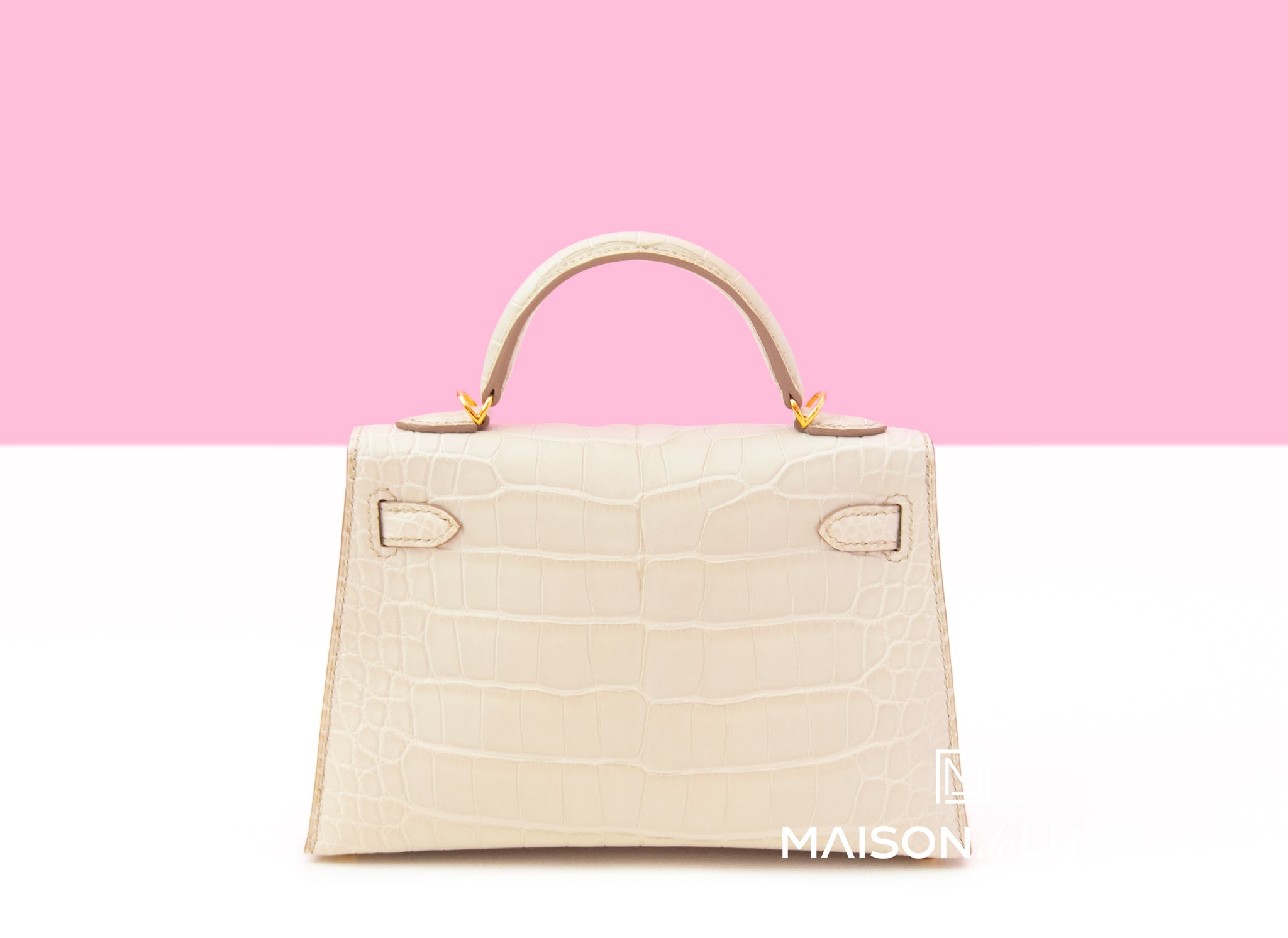 Hermes 5P Bubblegum Pink Crocodile Mini Kelly II 20 cm - MAISON de LUXE