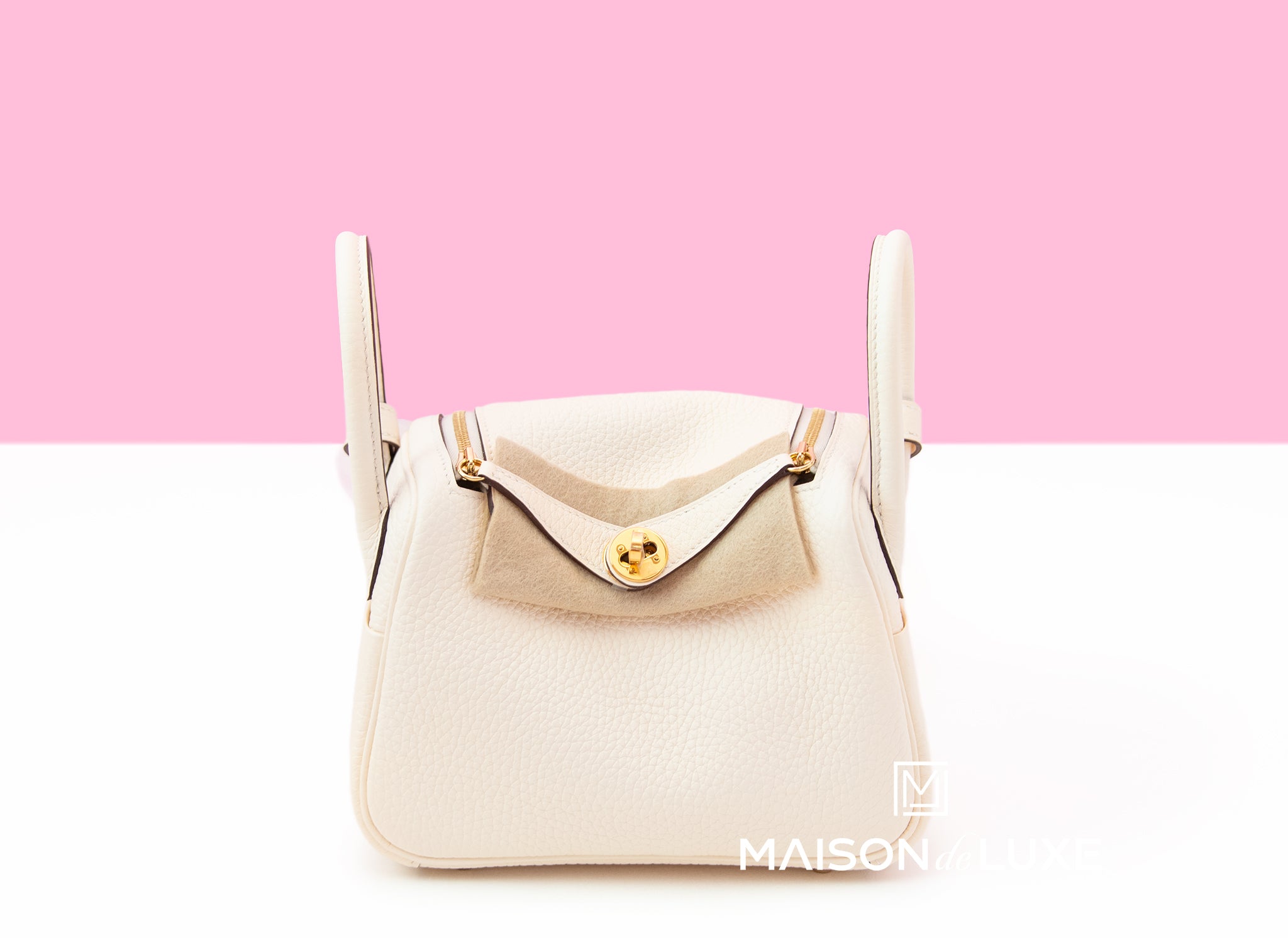 Hermes Nata I2 Cream Clemence Mini Lindy Handbag Bag