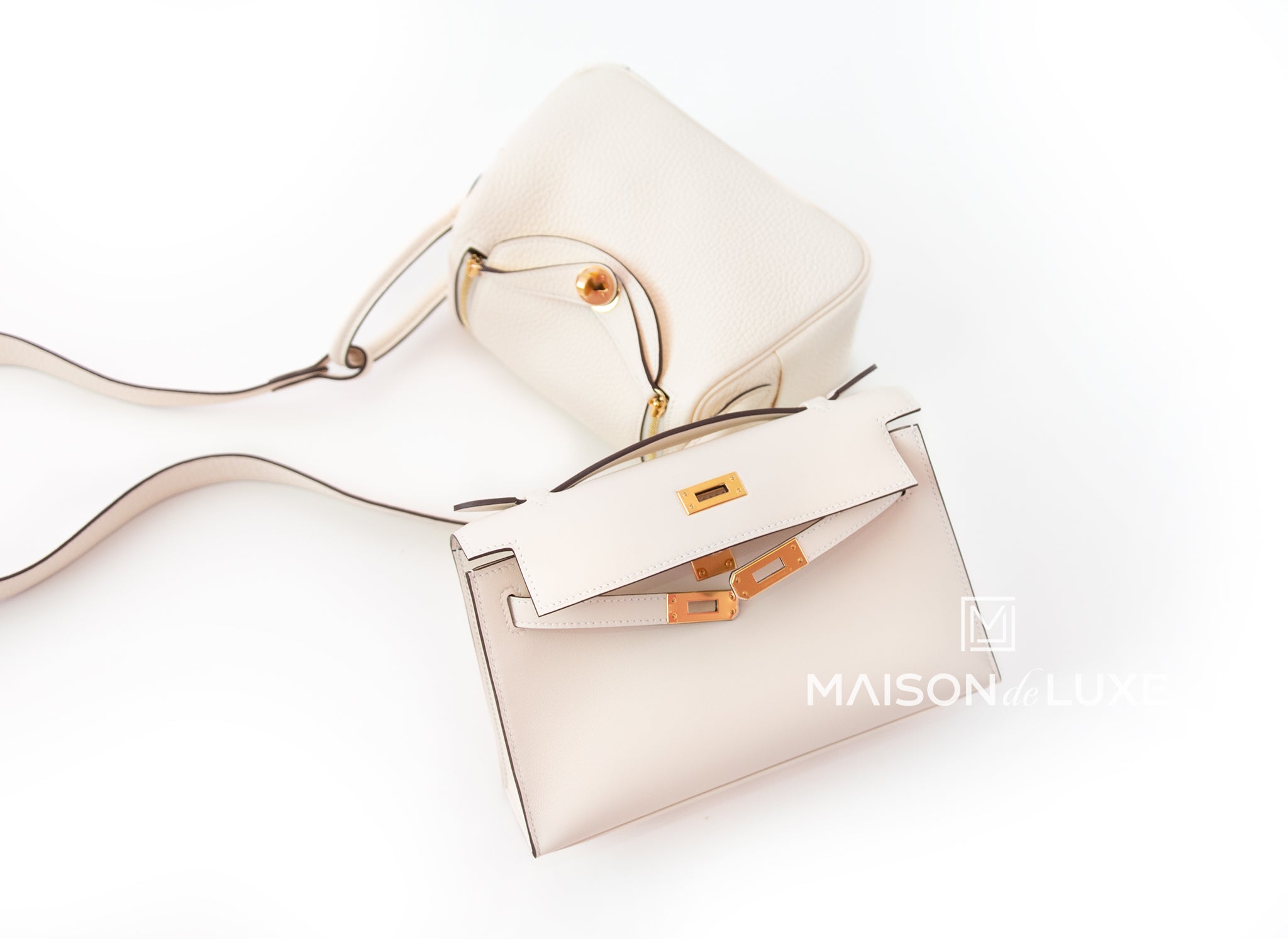 Hermes Nata I2 Cream Clemence Mini Lindy Handbag Bag