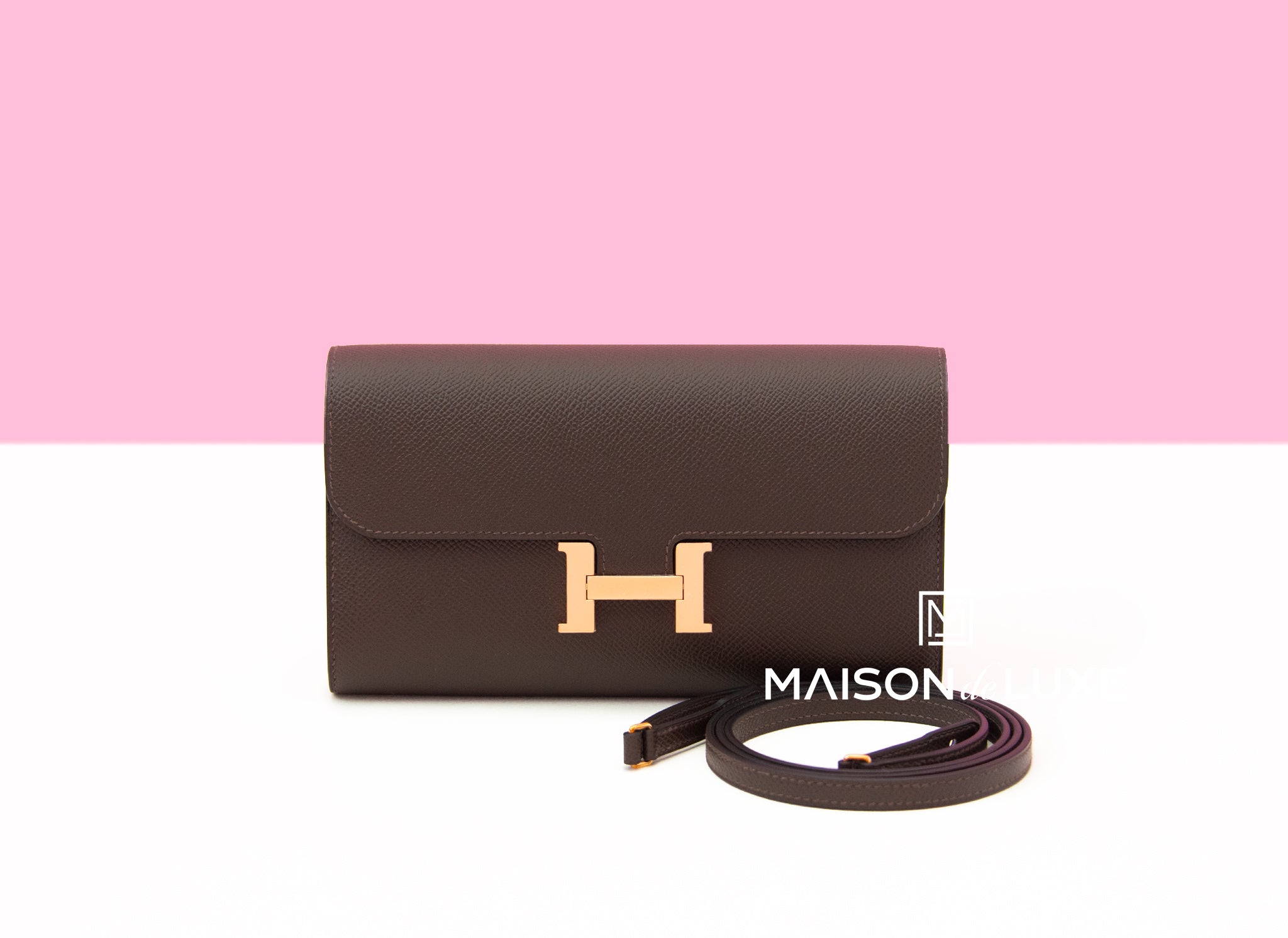 Hermes Ebene Epsom Constance To Go Wallet Bag Pochette Mini Clutch