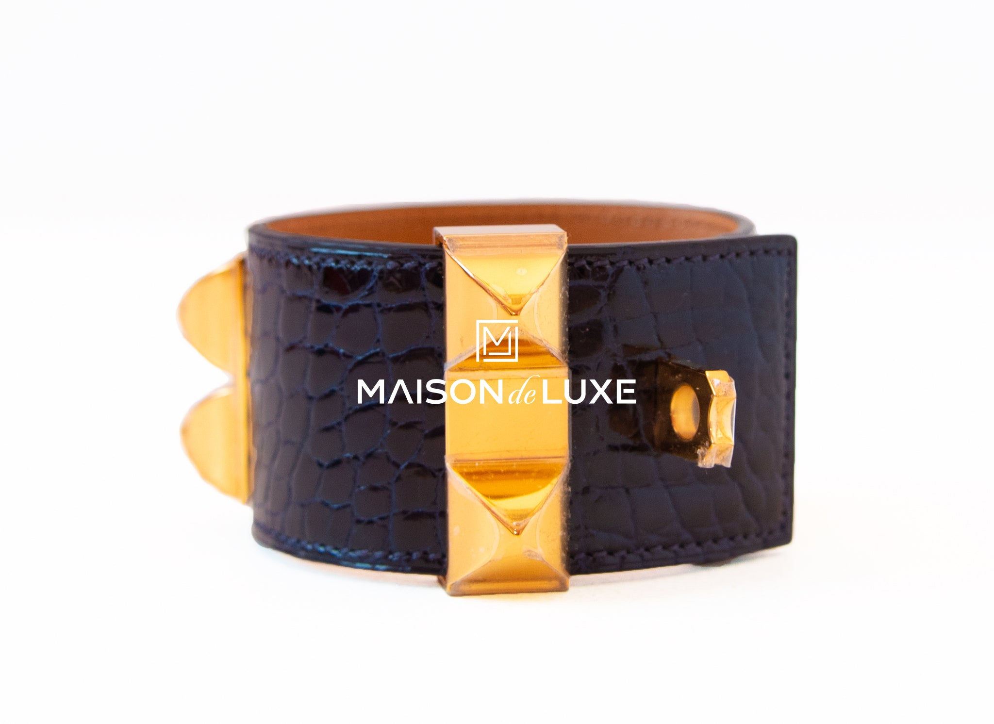 Hermes Blue Marine Crocodile Alligator CDC Collier de Chien