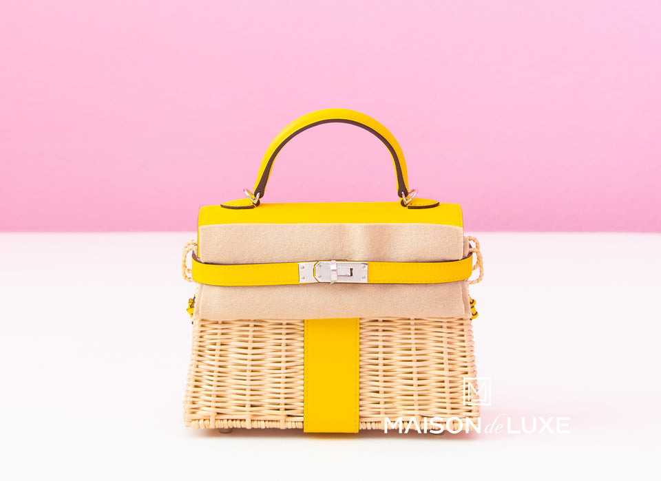 Hermes Blanc White Picnic Mini Kelly Handbag - MAISON de LUXE