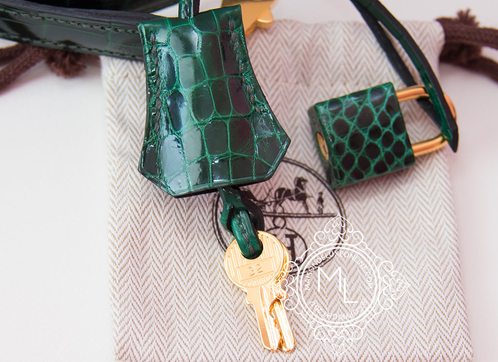 Hermes Kelly Sellier 25 Vert Rousseau Shiny Porosus Crocodile – MAISON de  LUXE