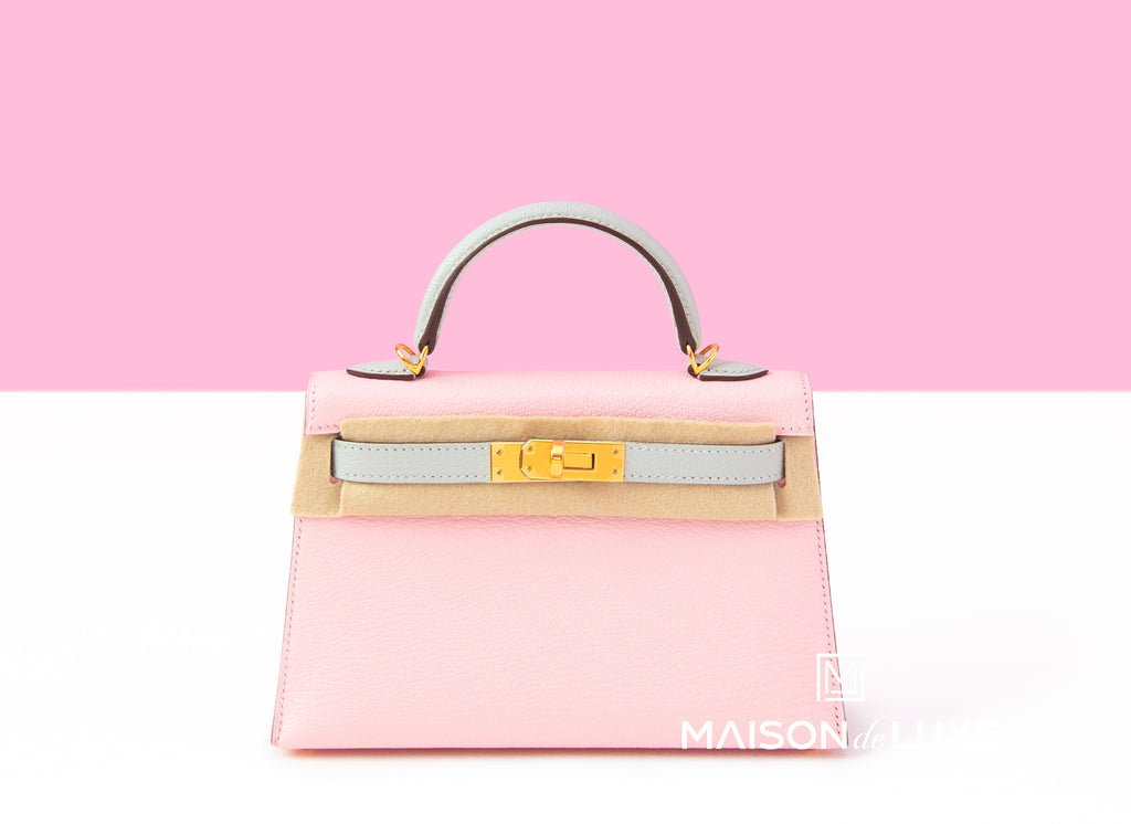 Hermes Mini Kelly II 20 Rose Sakura & Gris Perle 