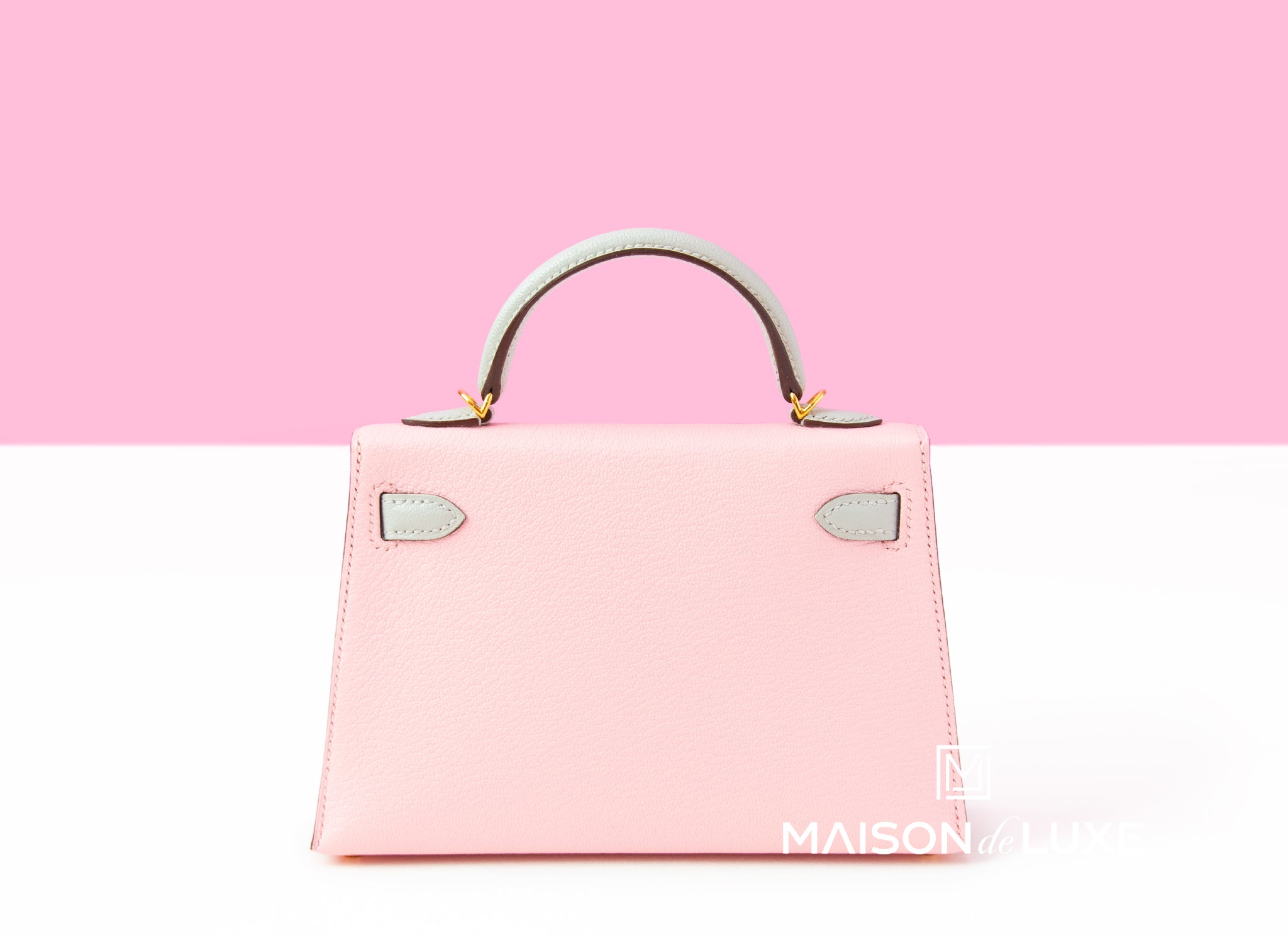 Hermes Mini Kelly II 20 Rose Sakura & Gris Perle Chèvre - MAISON de LUXE