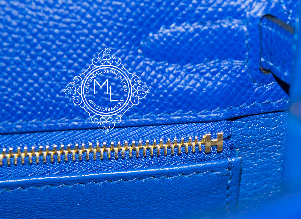 Hermes Bleu Electrique Electric GHW Epsom Sellier Kelly 25 Handbag Bag –  MAISON de LUXE