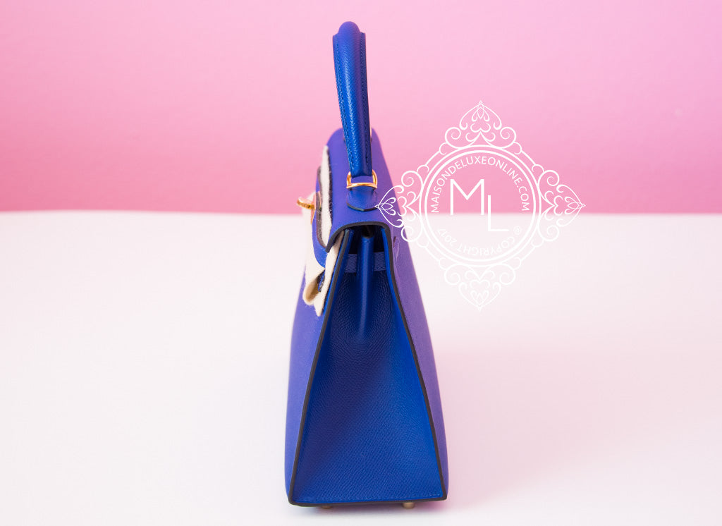 Hermes Bleu Electrique Electric GHW Epsom Sellier Kelly 25 Handbag Bag –  MAISON de LUXE