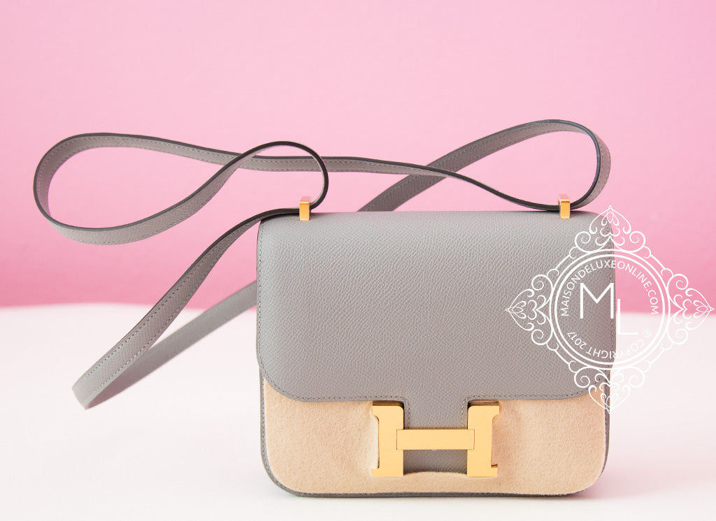 Hermes Gris Mouette Epsom Constance Mini 18 Handbag Bag Kelly Birkin –  MAISON de LUXE